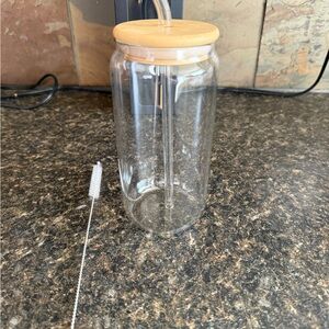 CUSTOM - See decals! 16oz Glass Cup with Bamboo Lid, Straw & Straw Cleaner